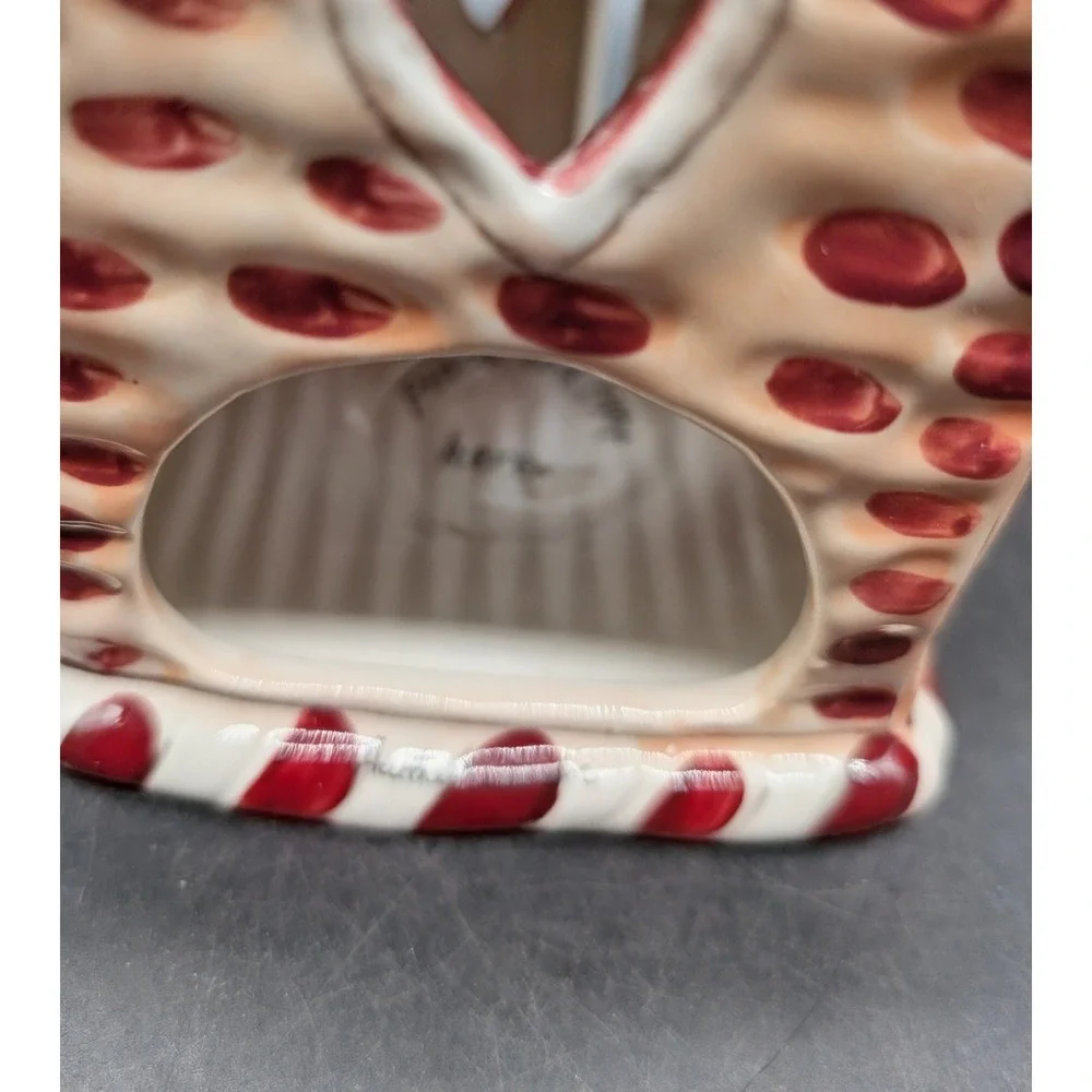 Blue Sky Whimsical Gingerbread House Ceramic Tea Light Candle Holder Christmas